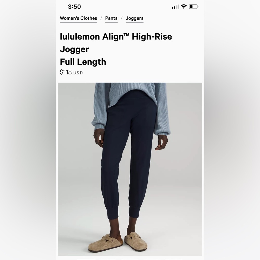 Lululemon size 10 Align Joggers Navy Blue